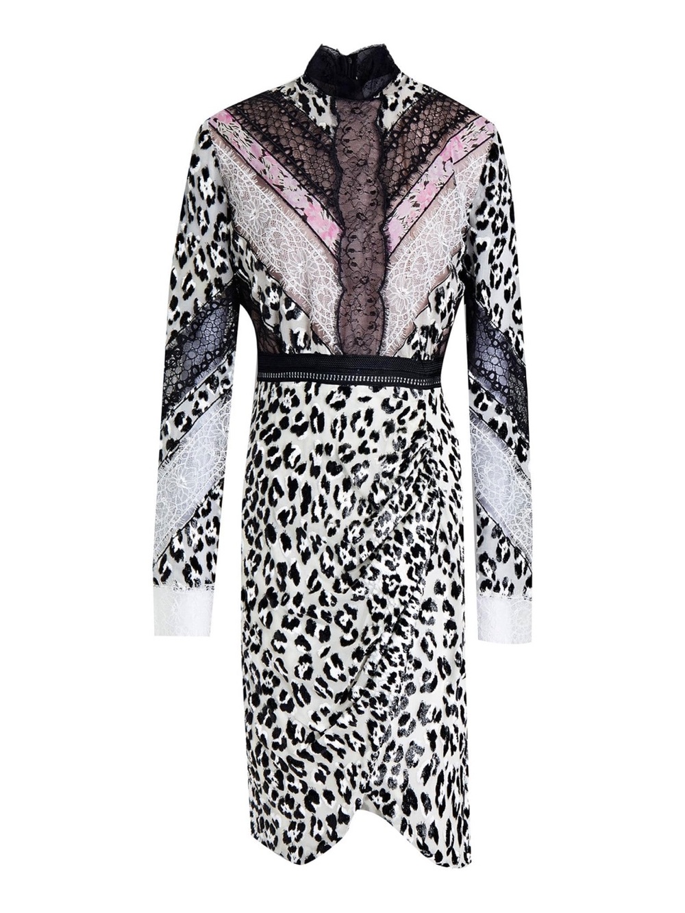 Giambattista Valli Silk blend Lace Panel Dress with Pink Accents